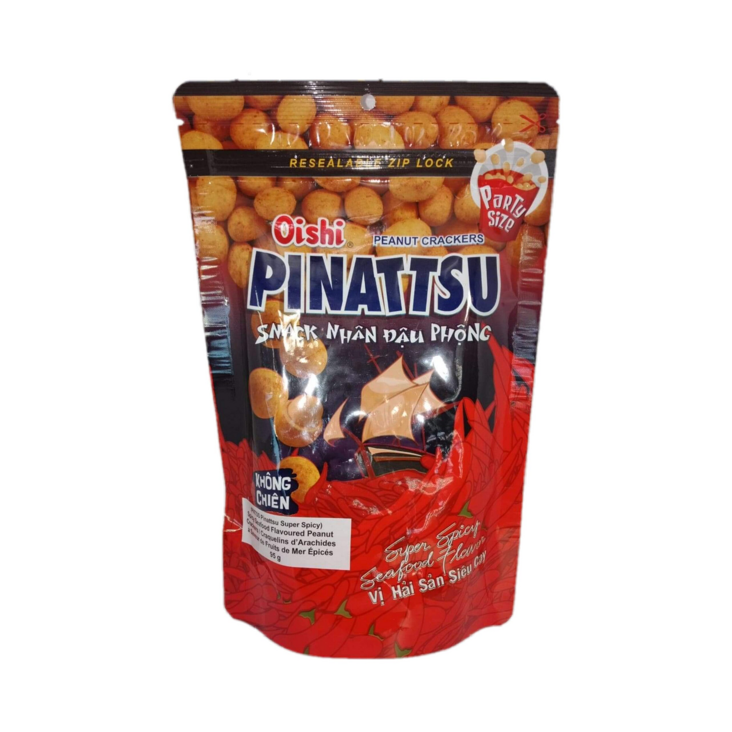Crackers aux arachides à saveur de fruits de mer super épicés Oishi Pinattsu 95 g ACHETER-EN 2 OBTENIR 1 GRATUIT