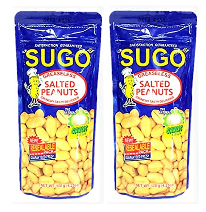 Sugo Greaseless Salted Peanuts- Garlic 100g