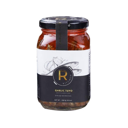 R Kitchen - Garlic Gourmet Tuyo - Pasteurized Bottled Deboned Dried Herring - 250 G