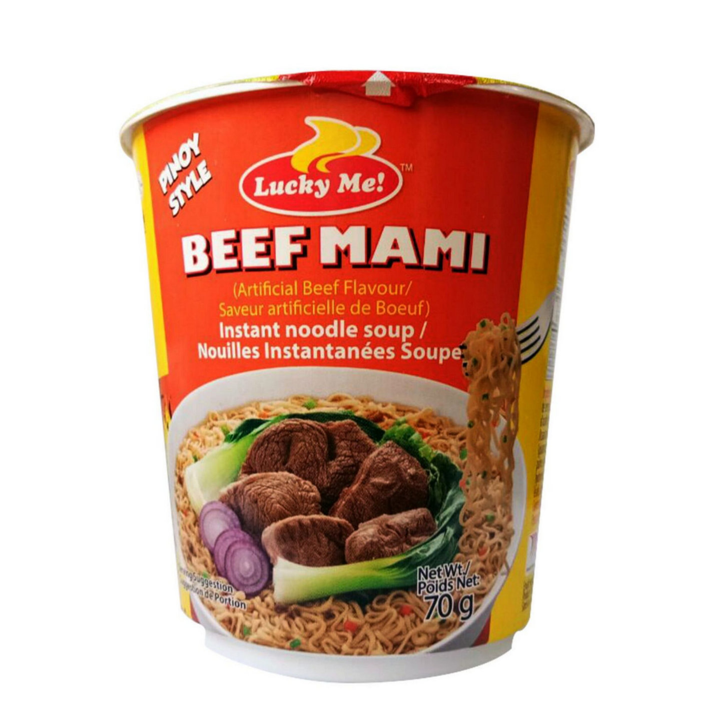 Tasse de soupe de nouilles instantanées Lucky Me Beef Mami 70 g