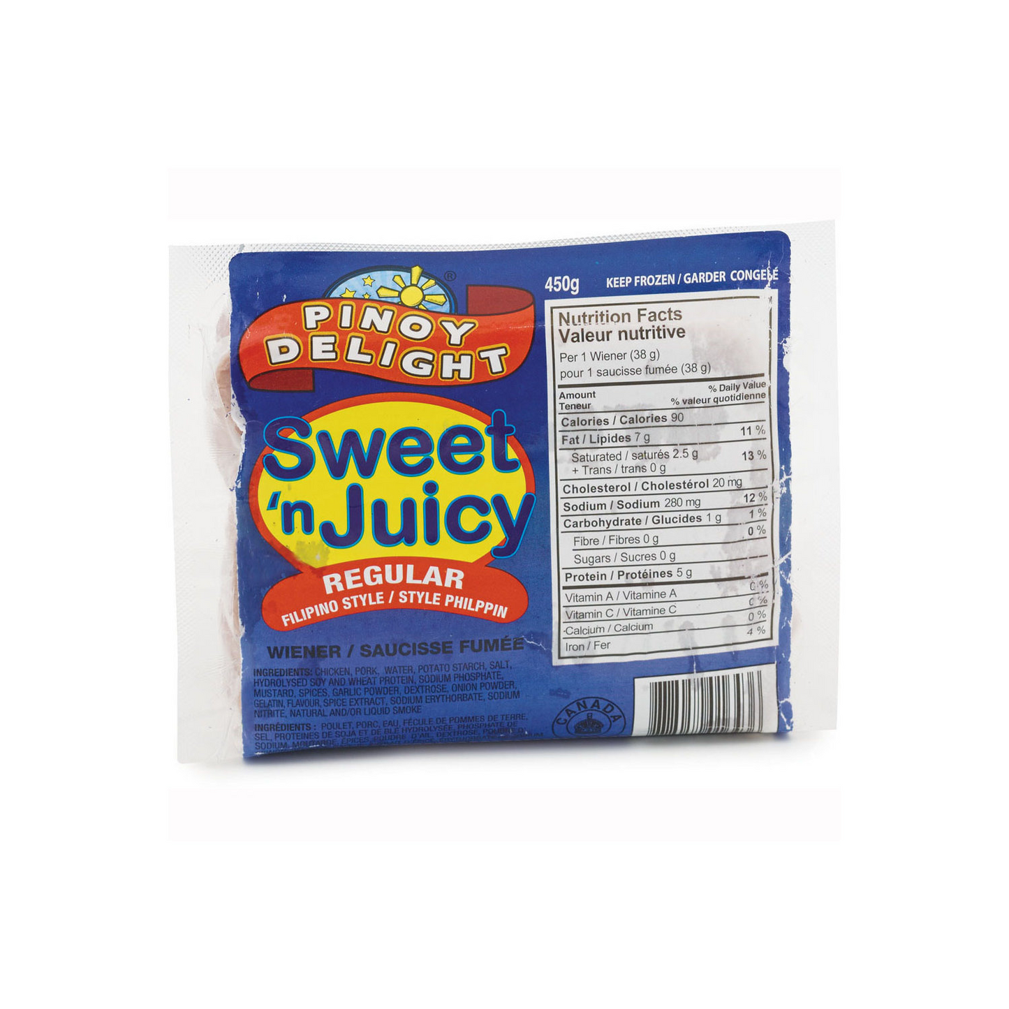 Pinoy Delight Hotdog Sweet Juicy Regular 450g